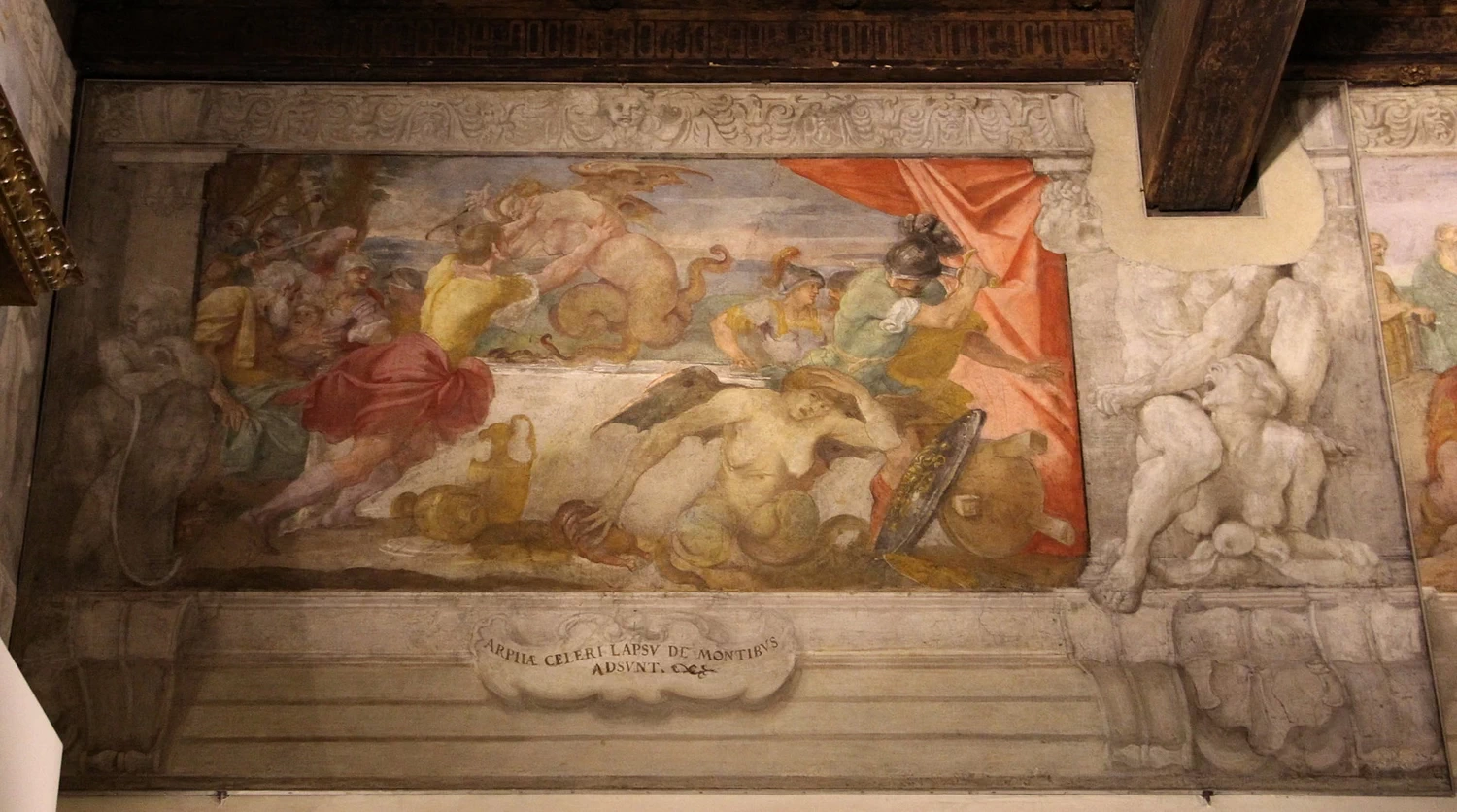 Fregio di enea, palazzo fava, gruppo dei carracci, 10 banchetto dei troiani insozzato dalle arpie